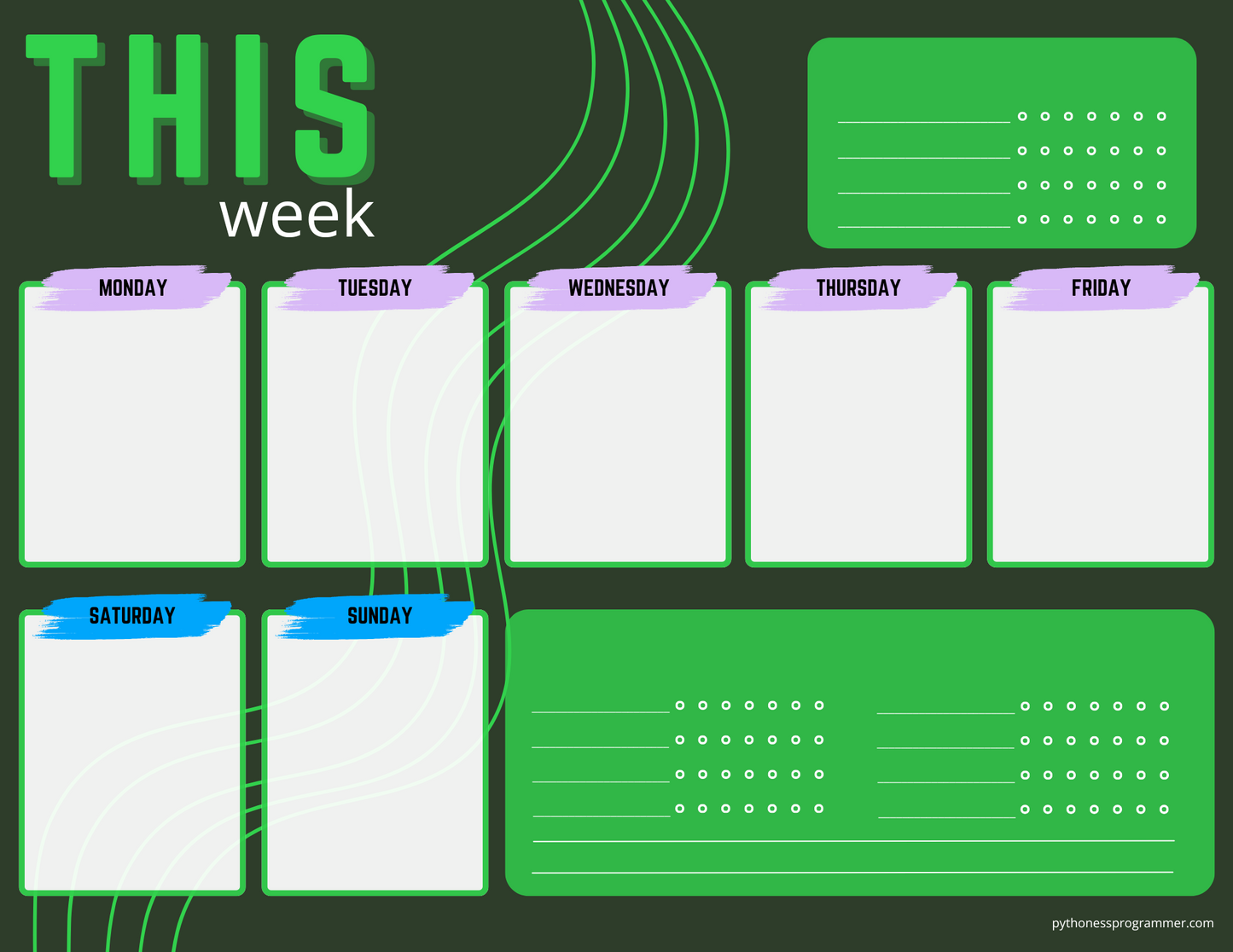 THIS WEEK - a simple Canva template for a consistent week-at-a-glance