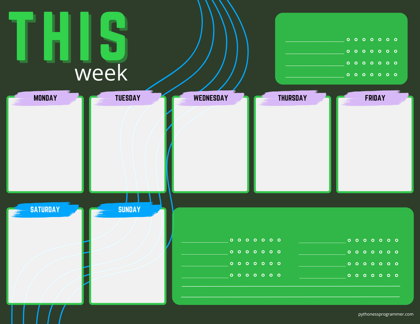 THIS WEEK - a simple Canva template for a consistent week-at-a-glance