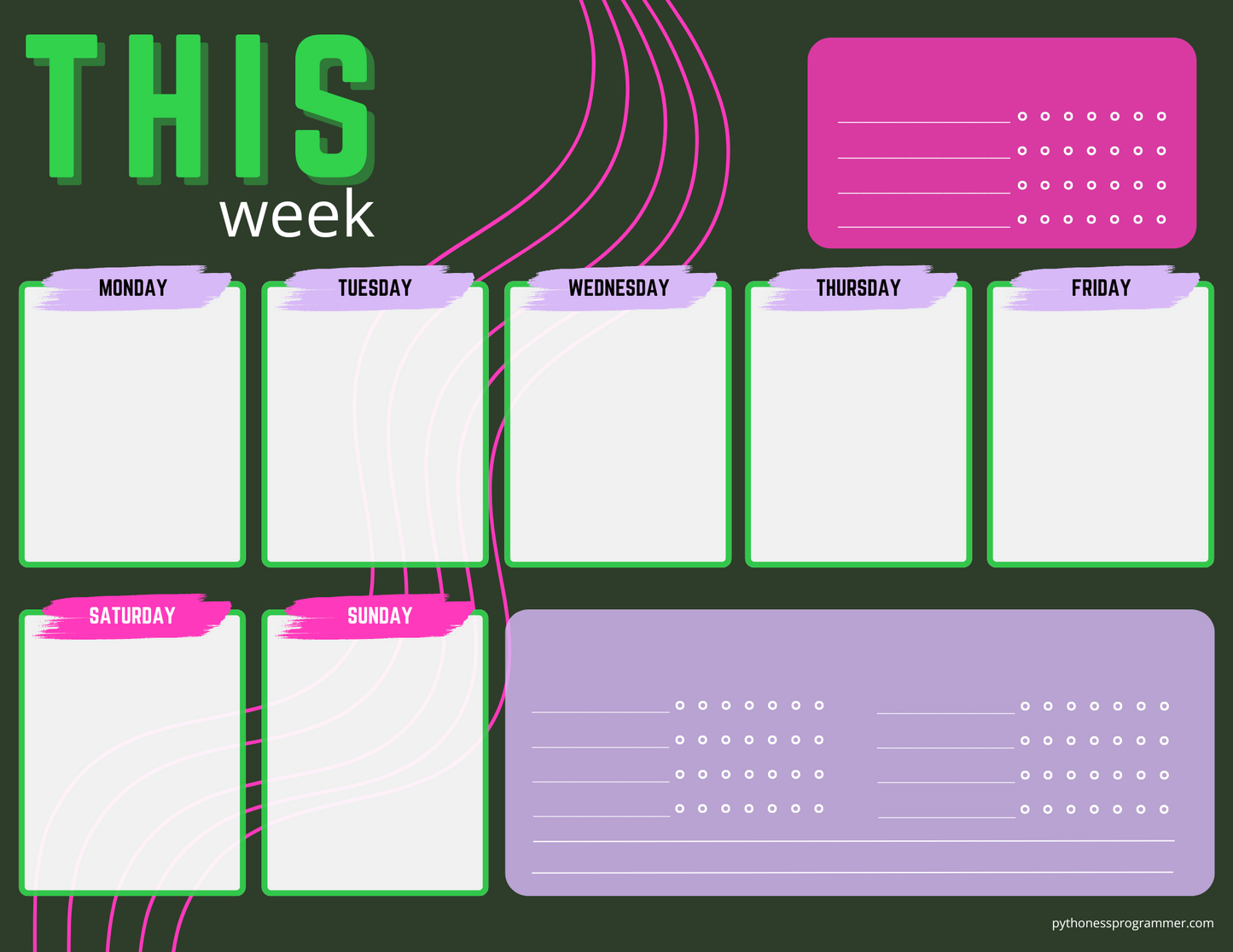 THIS WEEK - a simple Canva template for a consistent week-at-a-glance